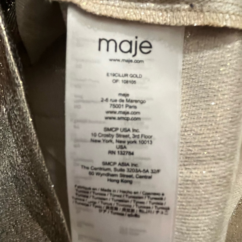 MAJE Cilur liquid Metallic Silk-Blend blouse New NWT size 1 small - Picture 9 of 13